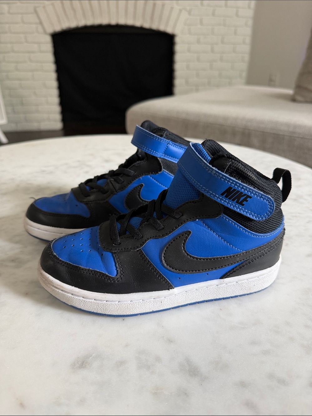 Nike Kids Blue and Black High-Top Sneakers size 1Y